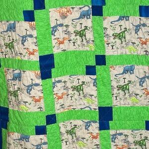 Handmade Quilt Patchwork Child Kid Dinosaur Manatee Boys Girls Animal Blue Green